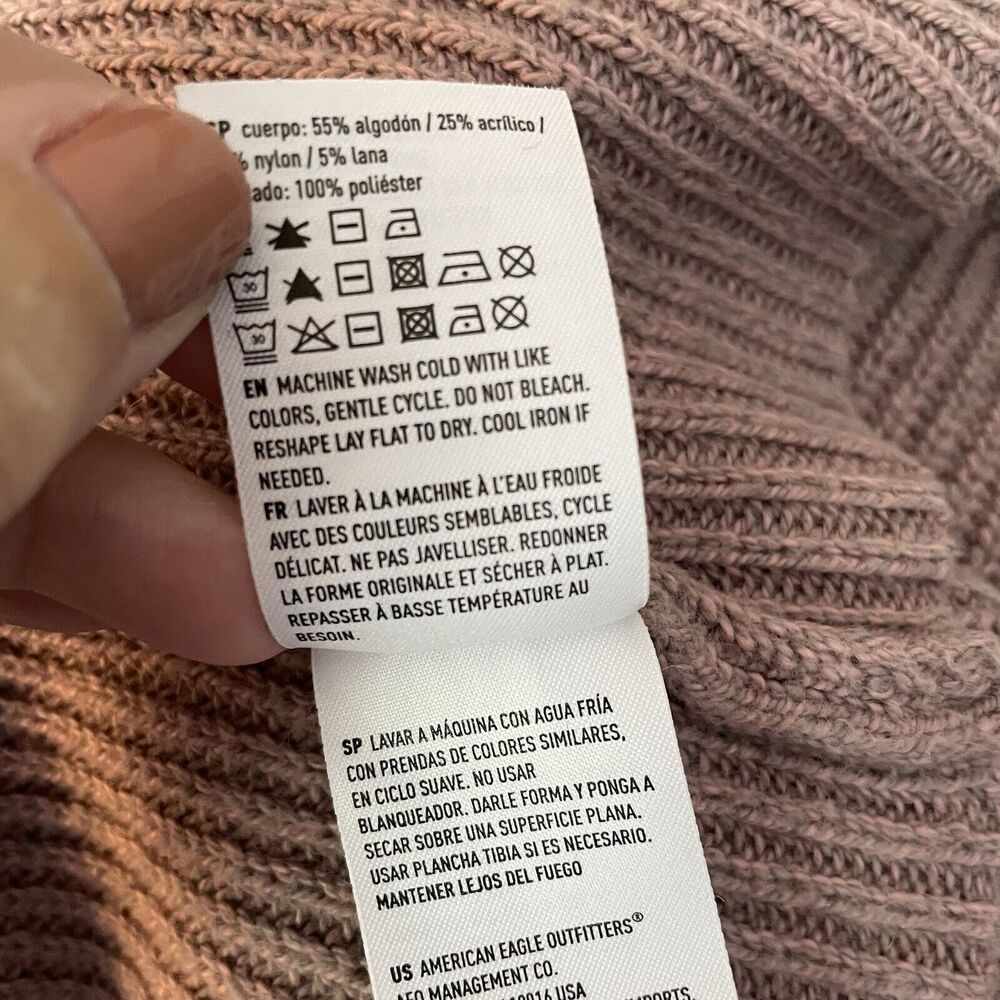 AEO American Eagle Size XS Oversized Floral Embroidered Pink Sweater Wool Blend - Picture 9 of 9